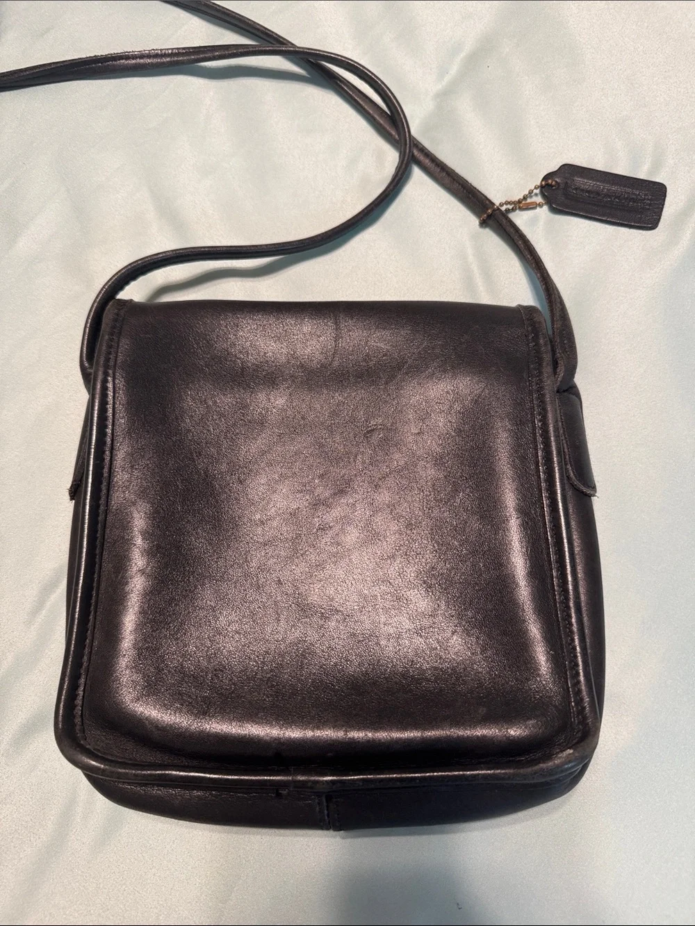 Coach Black Leather Crossbody with Gold Turnlock